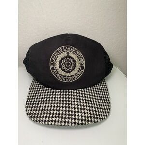 Vintage Trucker Hat Checkered Black White Texas Polygraph Investigator Snap Back